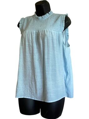 Nanette LePore Sleeveless Mock Neck Pullover w/ Ruffle Detail